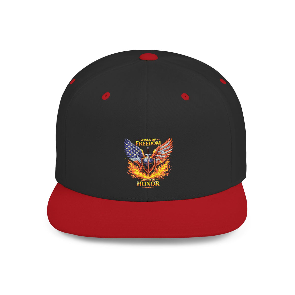 Snapback Hat — American Eagle Flames "Freedom Honor" Embroidered