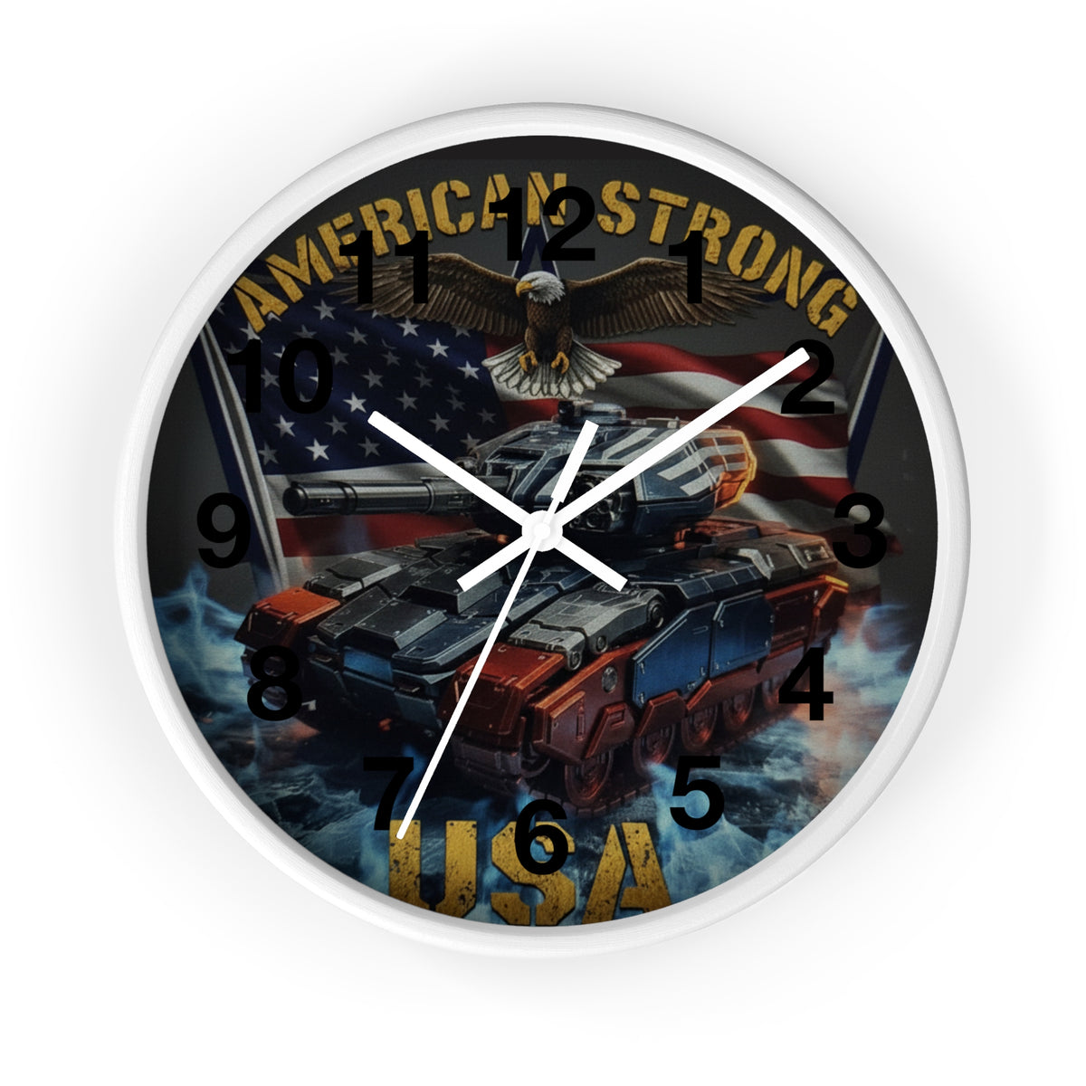 American Strong USA Tank Wall Clock — Patriotic Military Home Decor