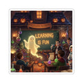 Halloween Classroom Sticker — “Learning Is Fun” Ghost Kiss-Cut Sticker