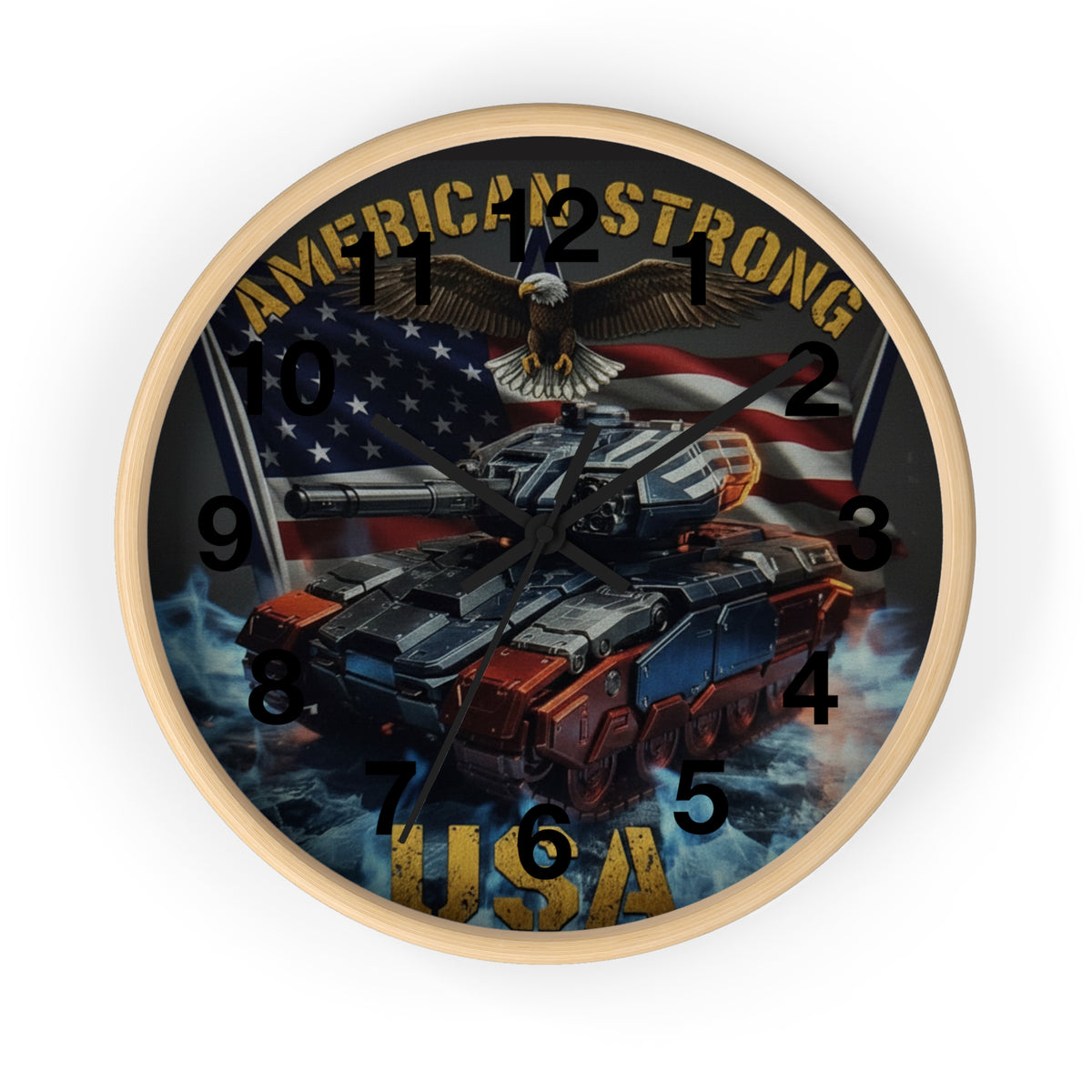 American Strong USA Tank Wall Clock — Patriotic Military Home Decor