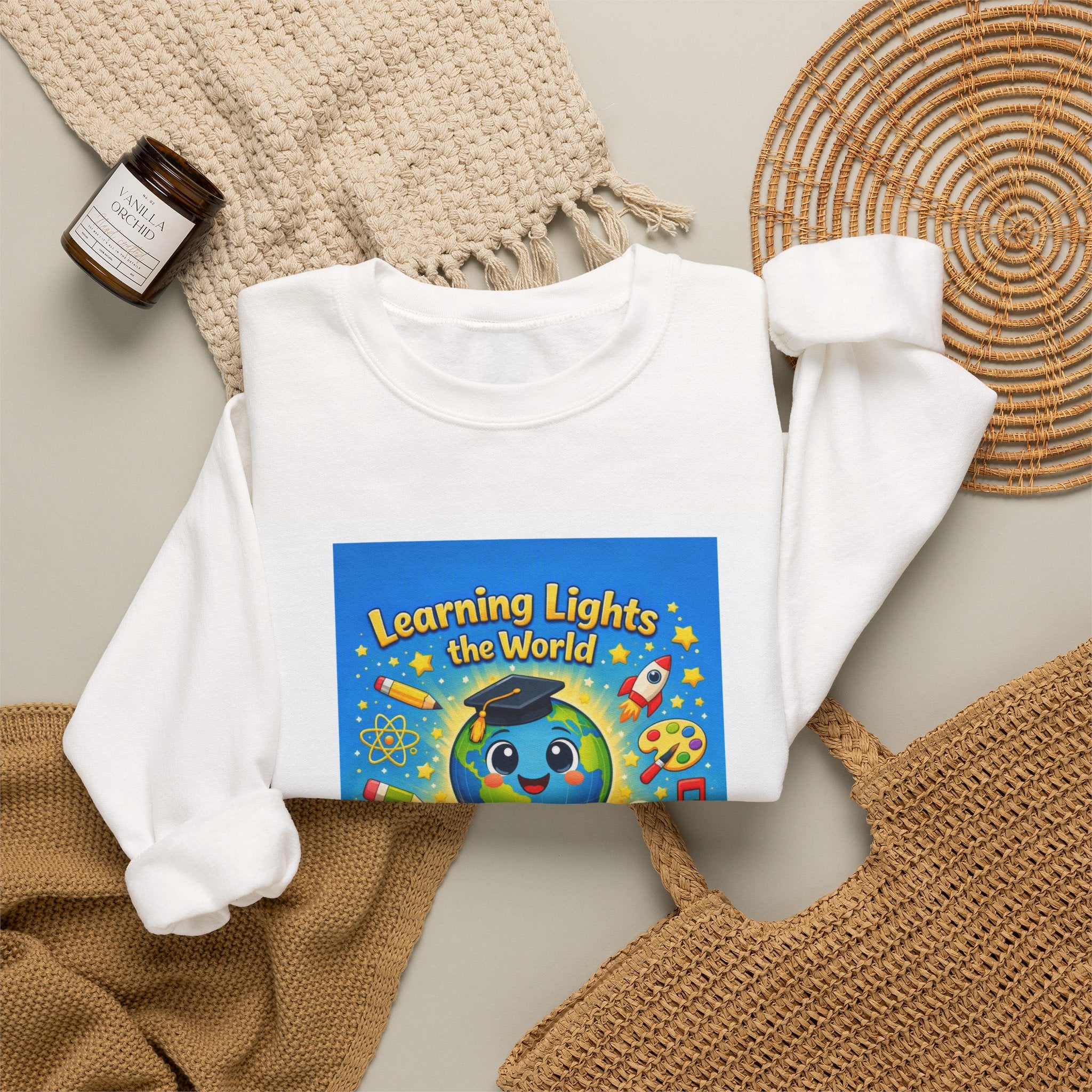 Learning Lights Crewneck Sweatshirt – Kids’ Educational Globe Design