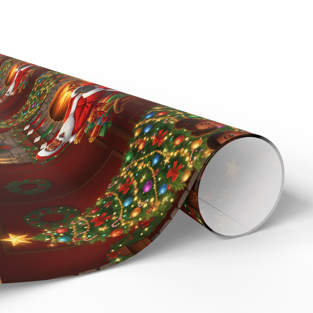 Christmas Santa Fireplace Wrapping Paper – Festive Gift Wrap Roll