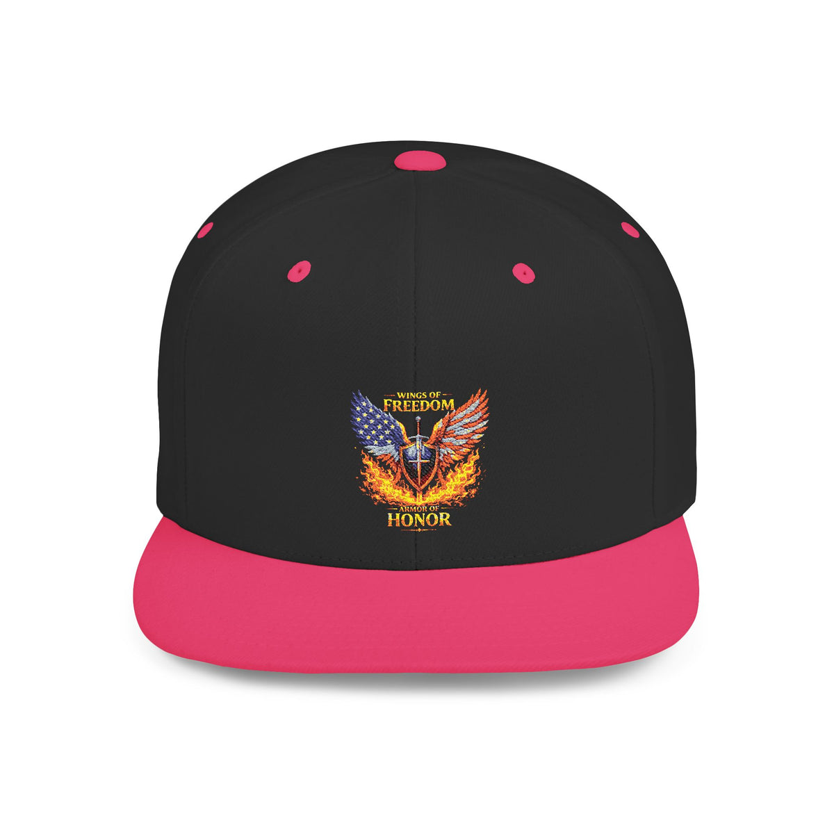 Snapback Hat — American Eagle Flames "Freedom Honor" Embroidered