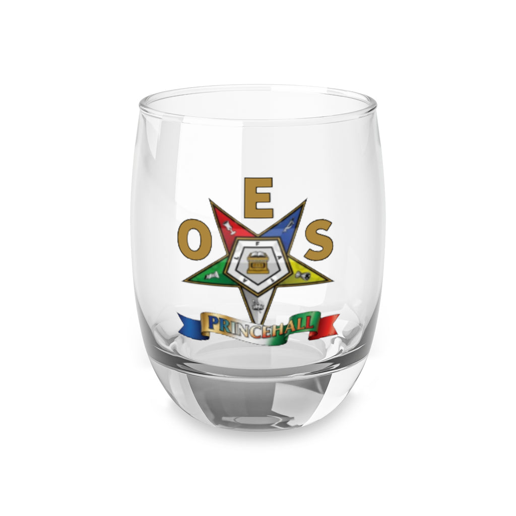 OES Order of the Eastern Star Whiskey Glass — Masonic Fraternal Logo Spirit Glass