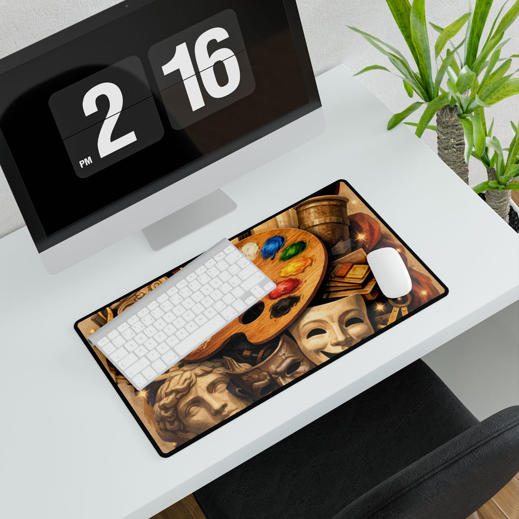 Artist Palette Desk Mat — Creative Studio Desk Pad for Painters, Musicians & Theatre Fans