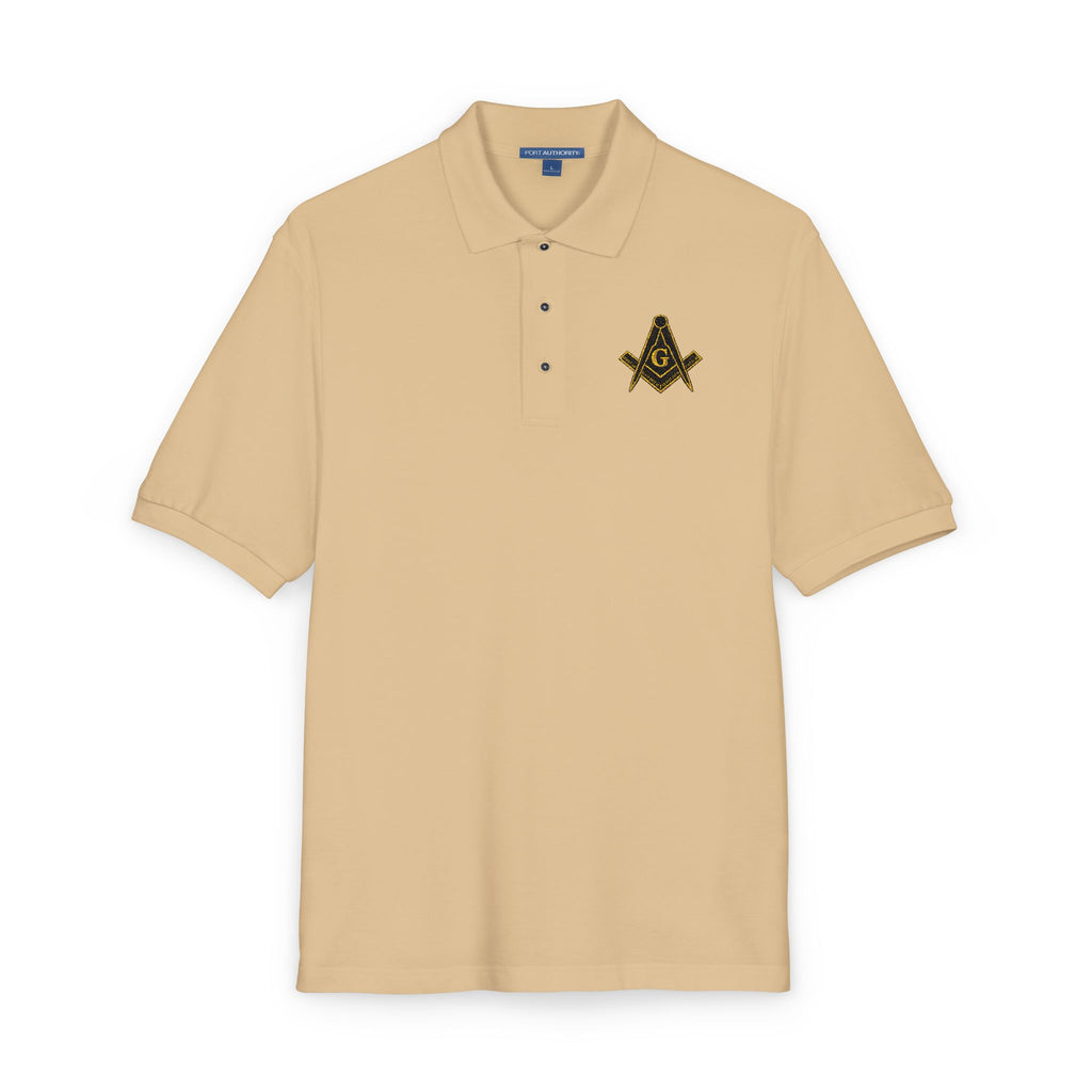 Masonic-Embroidered Gold Fleur-de-Lis Polo Shirt