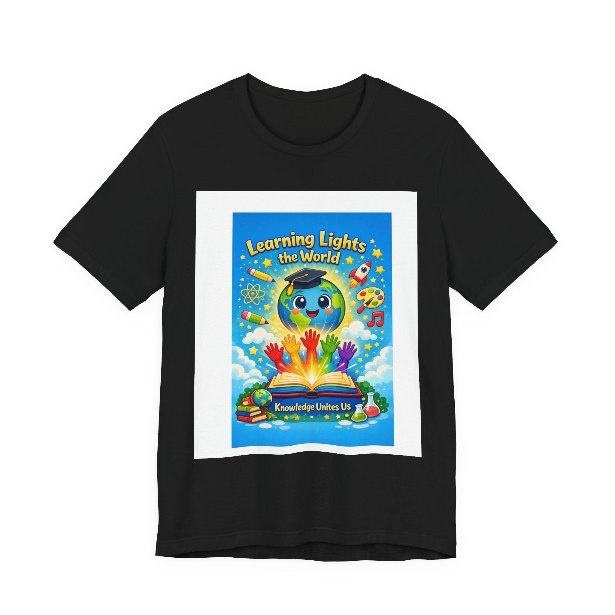 Kids Learning Tee — "Learning Lights the World" Educational Graphic T-Shirt