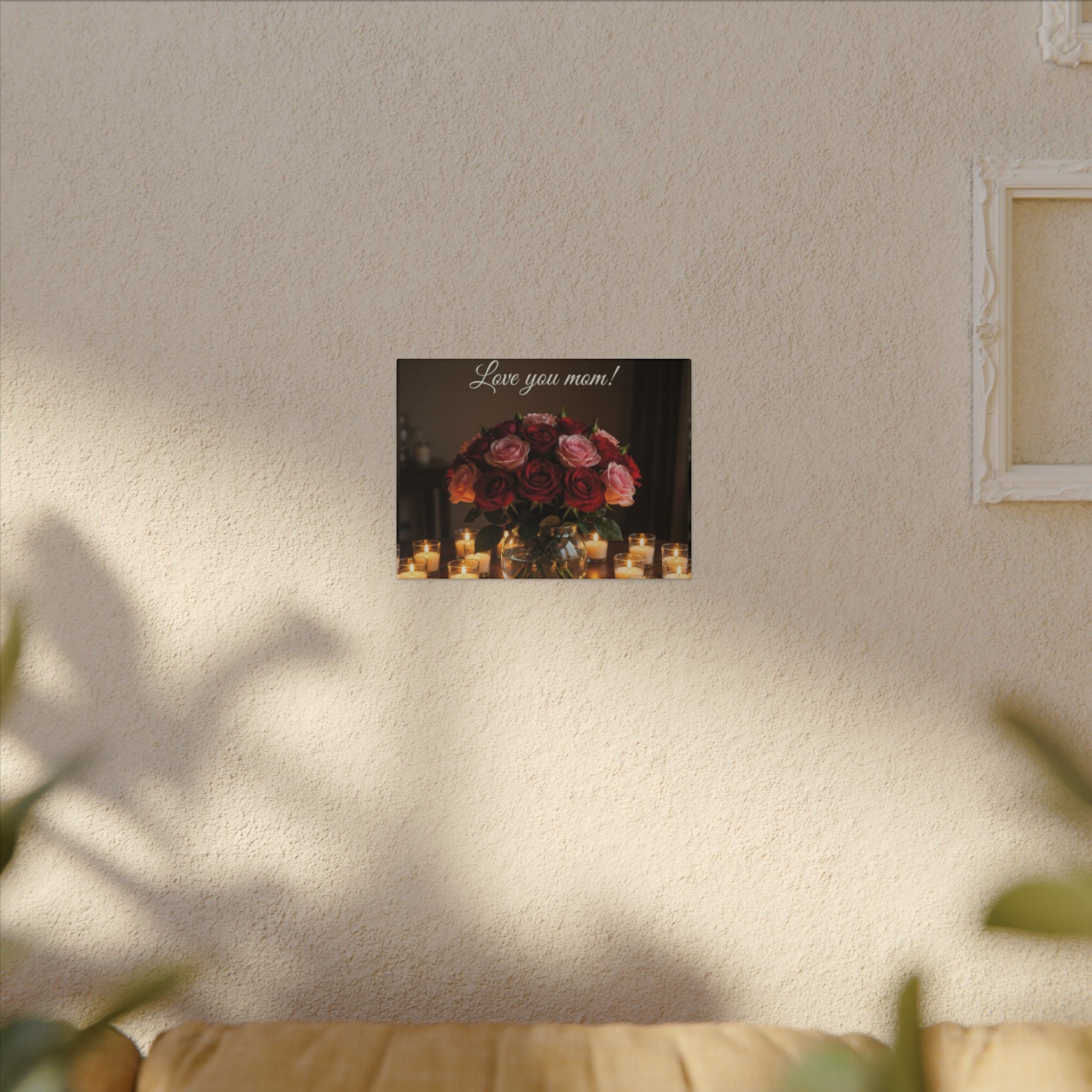 Love You Mom Floral Canvas Wall Art — Bouquet & Candles Mother's Day Gift