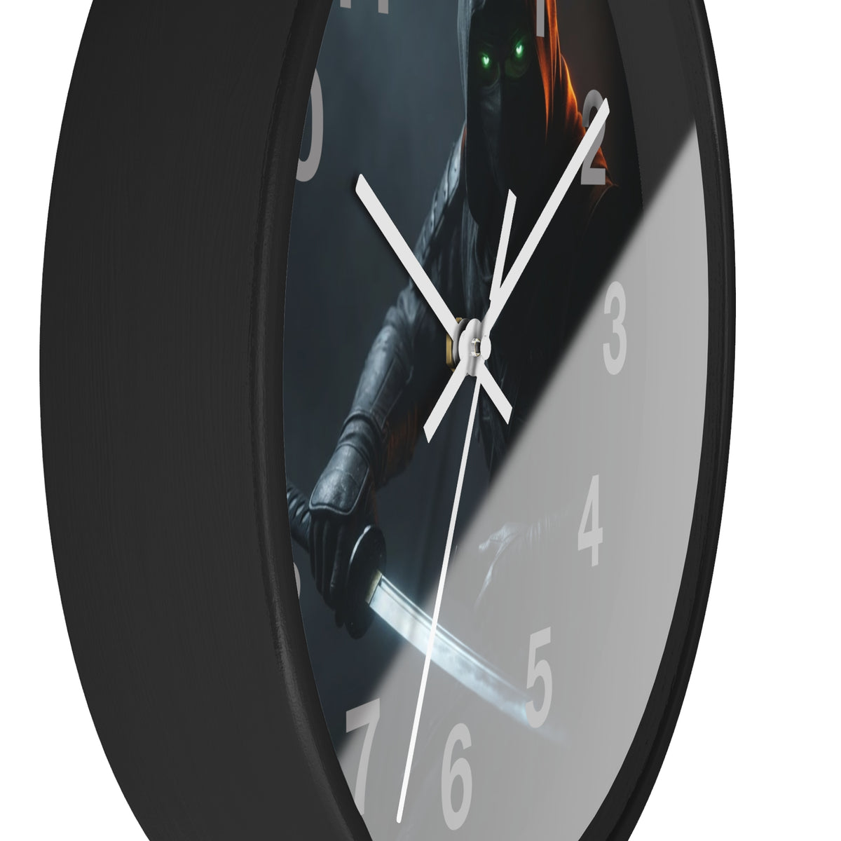 Assassin Nightblade Wall Clock — Dark Rogue with Glowing Eyes Decorative Clock