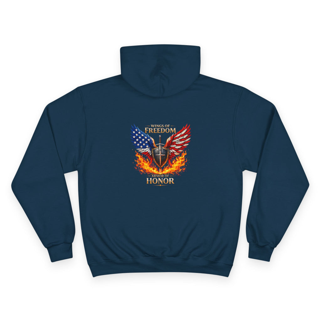 Patriotic Eagle & Shield Hoodie — Freedom Honor Graphic