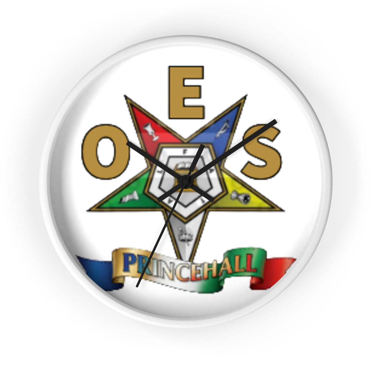 Prince Hall OES Star Wall Clock — Eastern Star Masonic Lodge Emblem Clock