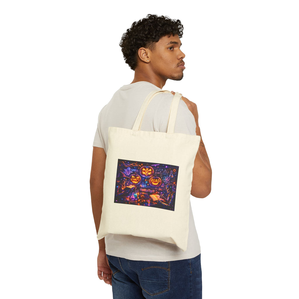 Halloween Pumpkin Patch Tote Bag — Spooky Jack-O'-Lantern Canvas Tote