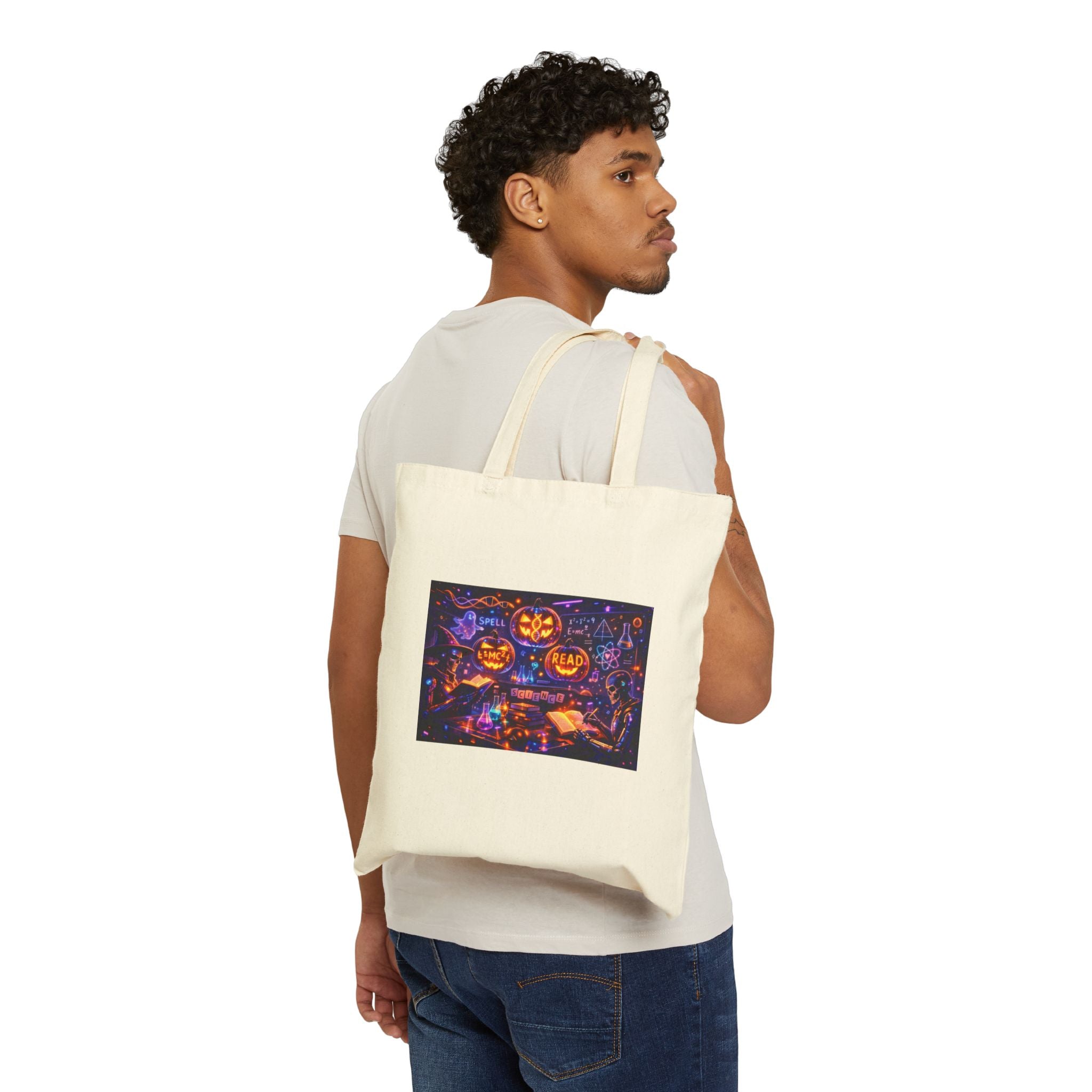 Halloween Pumpkin Patch Tote Bag — Spooky Jack-O'-Lantern Canvas Tote