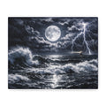 Stormy Moonlit Ocean Canvas Print — Dramatic Lighthouse Wall Art