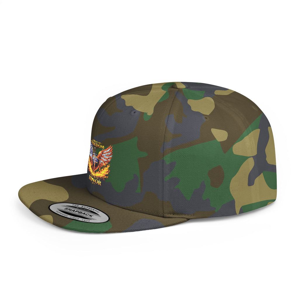 Snapback Hat — American Eagle Flames "Freedom Honor" Embroidered