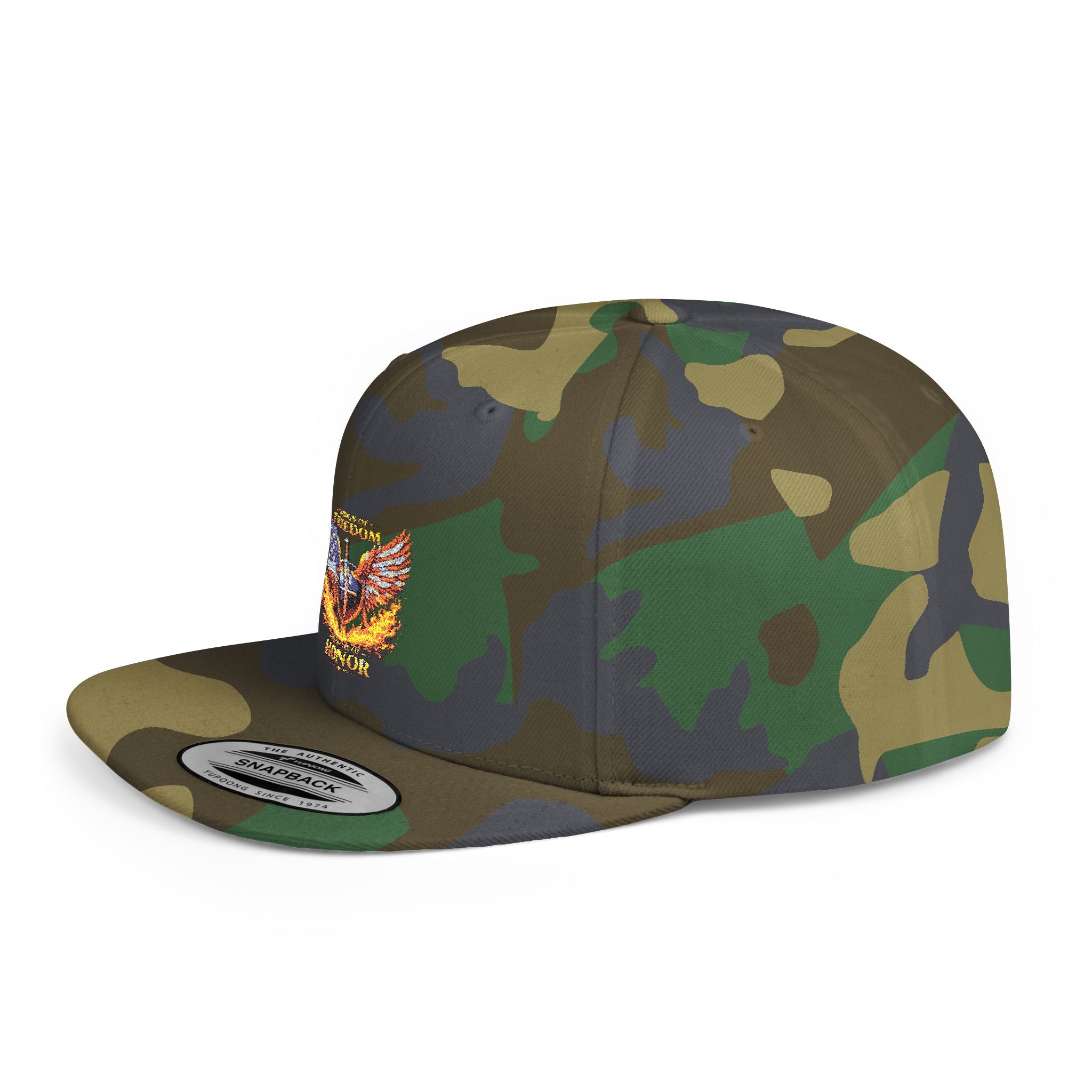 Snapback Hat — American Eagle Flames "Freedom Honor" Embroidered