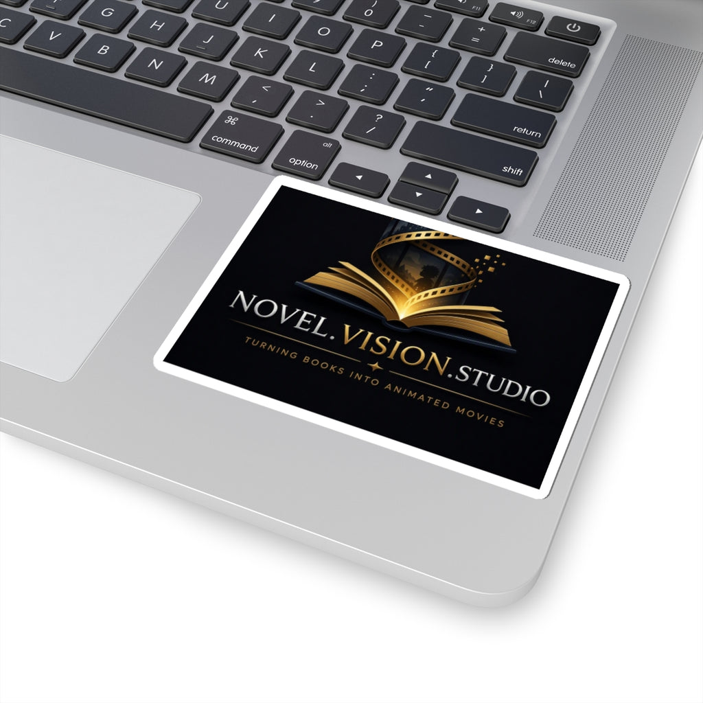 Novel Vision Studio Logo Sticker — Kiss-Cut Book-to-Film Branding Sticker