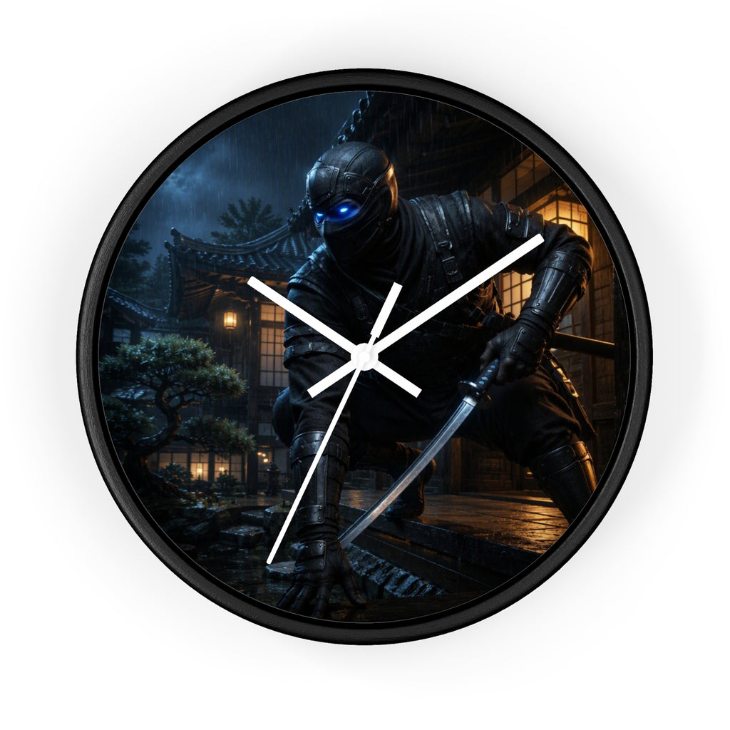 Ninja Warrior Wall Clock – Stealth Samurai Night Scene Home Decor