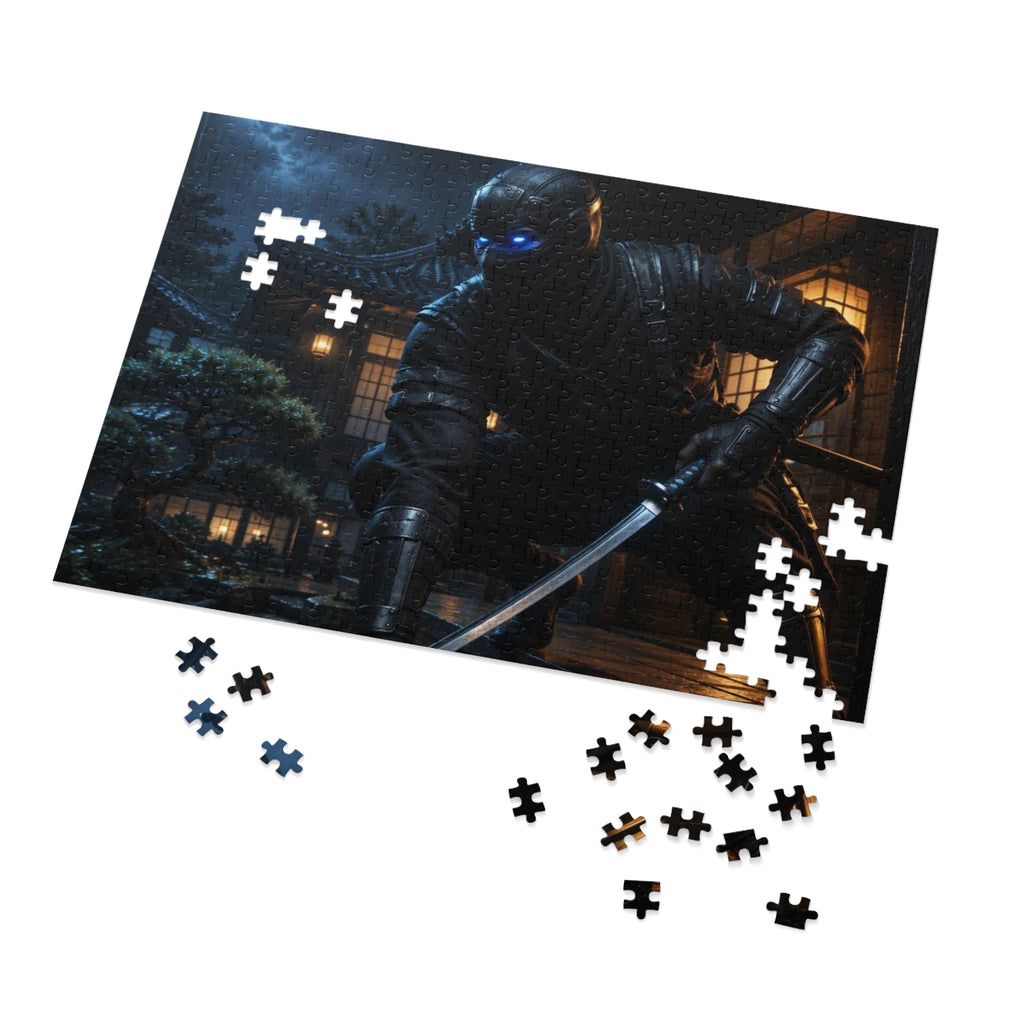 Ninja Night 500-Piece Jigsaw Puzzle with Tin — Stealth Samurai Sword Scene