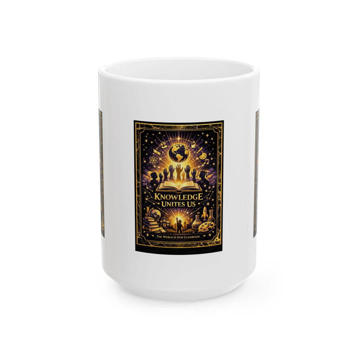 Knowledge Unites Us Ceramic Mug — Inspirational Unity & Education Coffee Cup (11oz / 15oz)