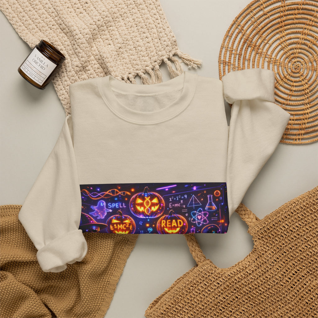 Halloween Night Crewneck Sweatshirt — Pumpkin, Spells & Trick-or-Treat Design