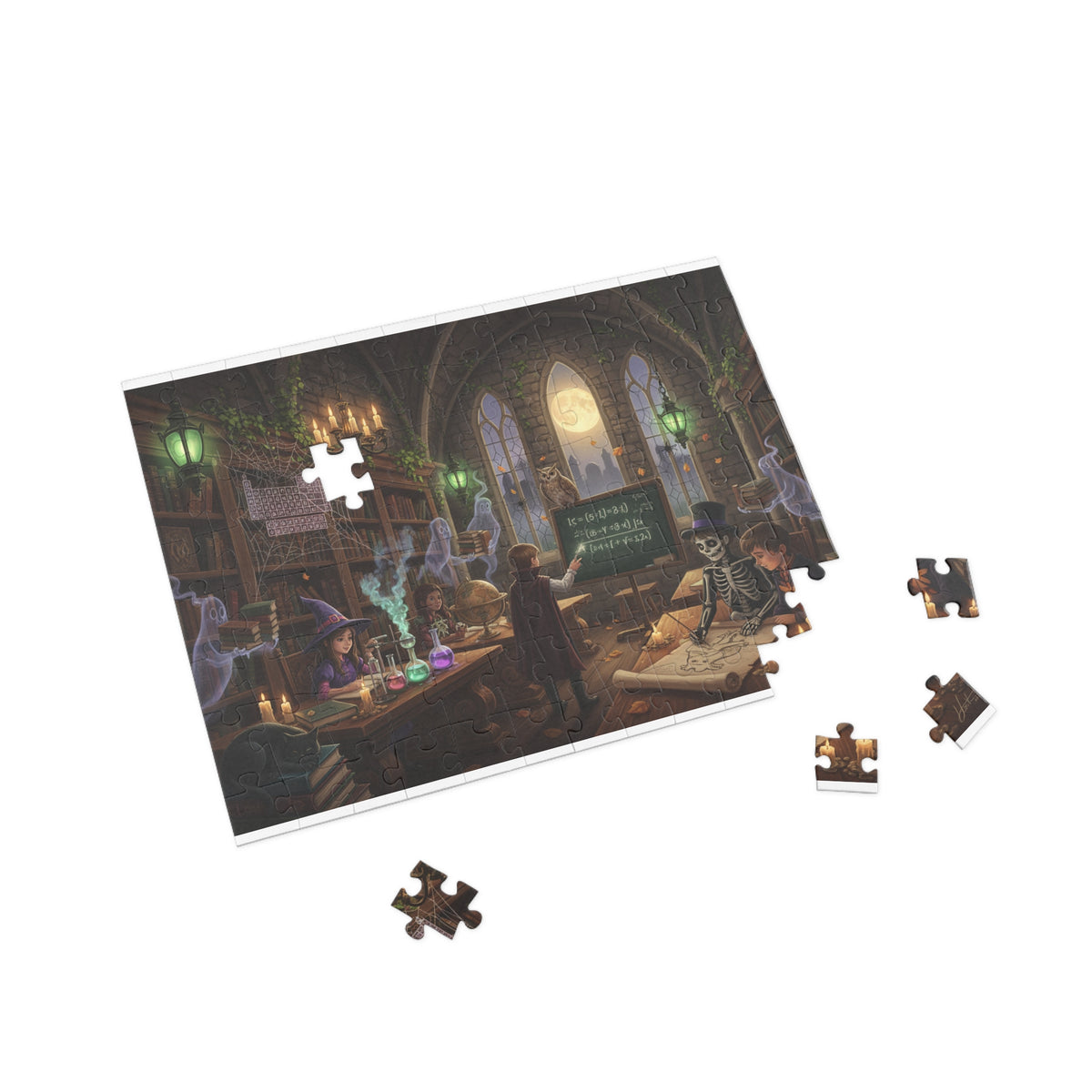 Mystical Classroom Puzzle — Witchcraft Library Scene (96–1000 pc)