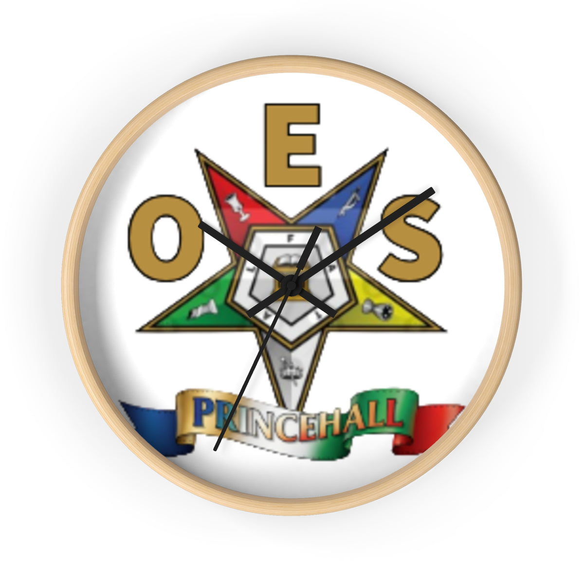 Prince Hall OES Star Wall Clock — Eastern Star Masonic Lodge Emblem Clock