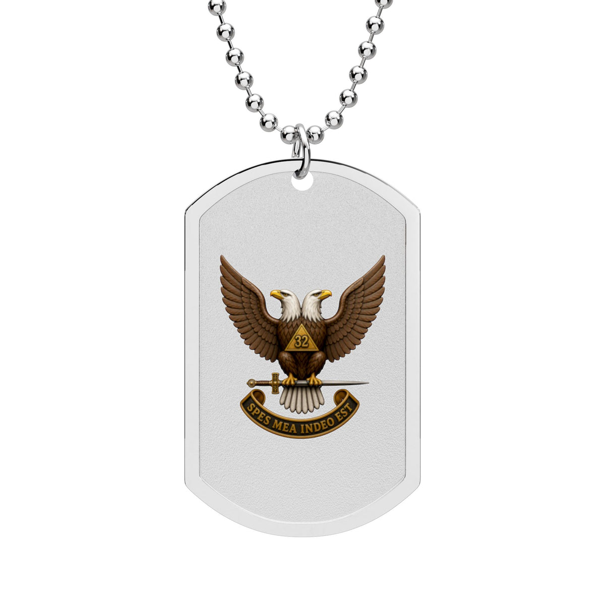 Eagle Emblem Dog Tag Necklace — Military Style Pendant with Ball Chain
