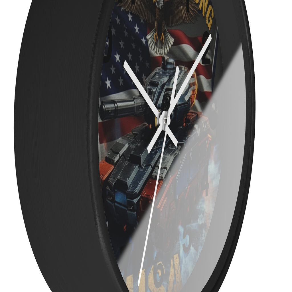 American Strong USA Tank Wall Clock — Patriotic Military Home Decor