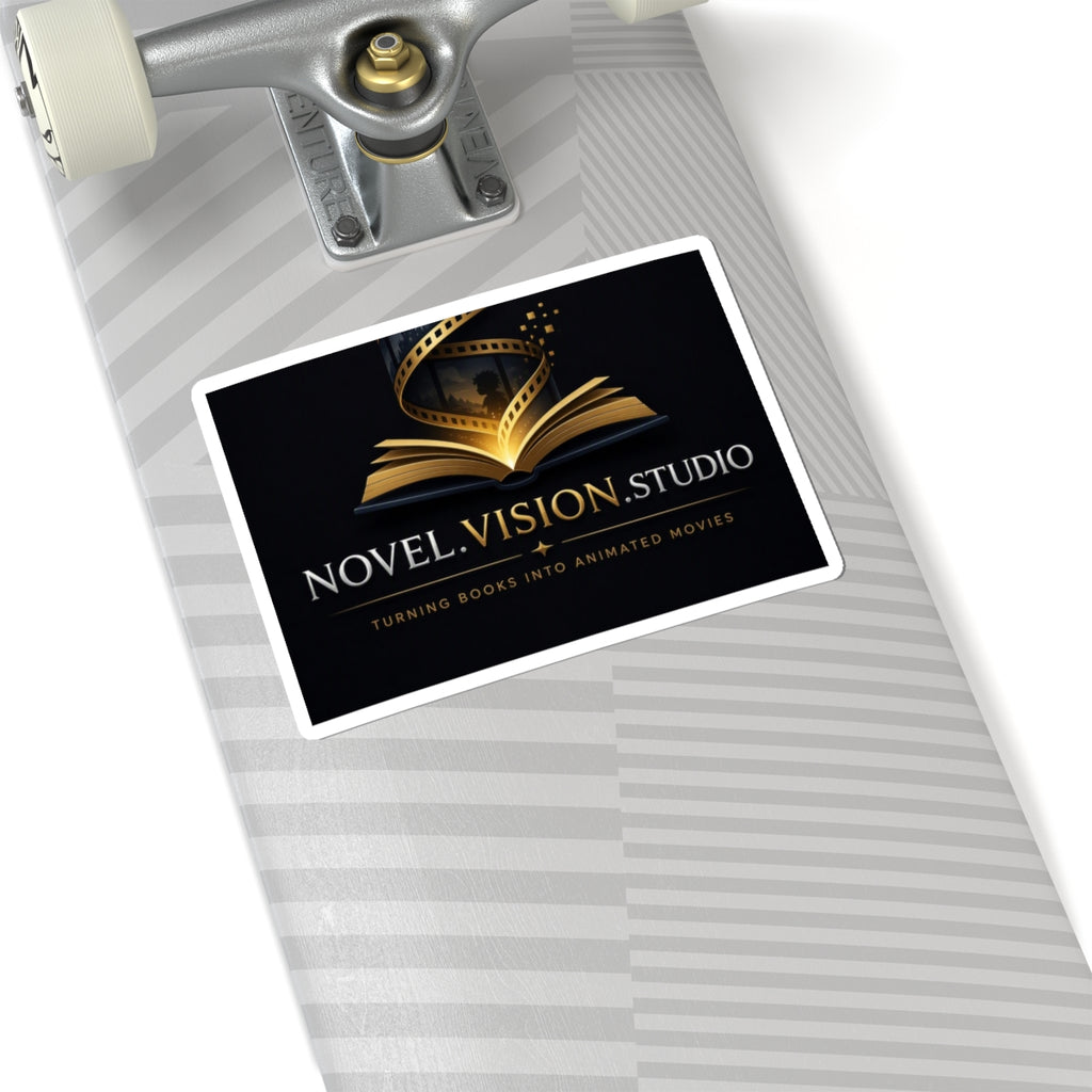 Novel Vision Studio Logo Sticker — Kiss-Cut Book-to-Film Branding Sticker