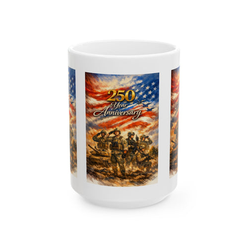 250 Year Anniversary American Flag Military Coffee Mug