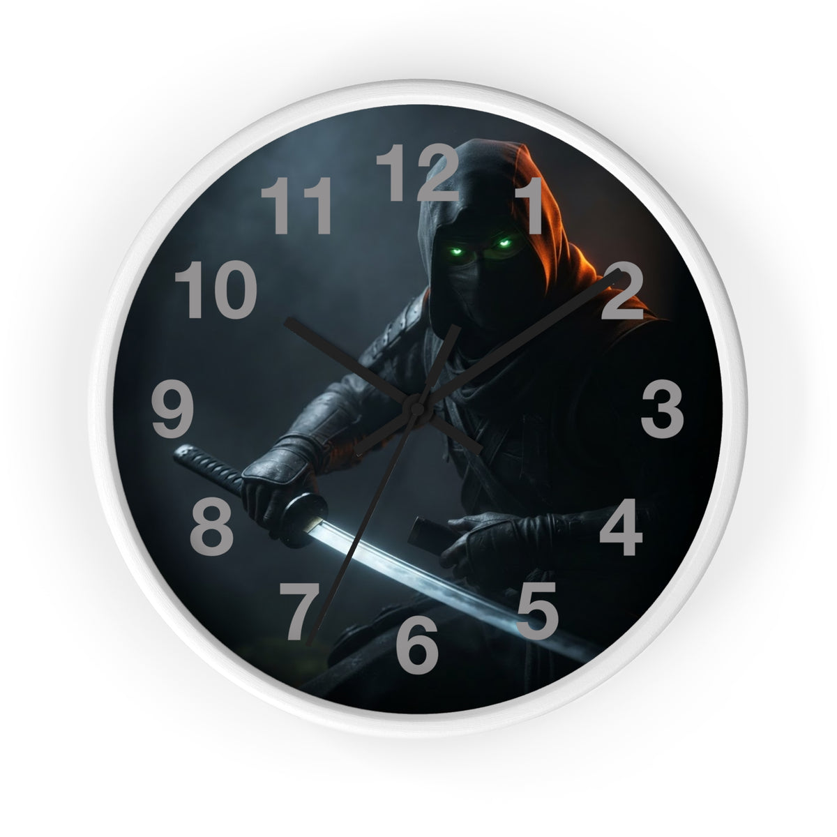 Assassin Nightblade Wall Clock — Dark Rogue with Glowing Eyes Decorative Clock