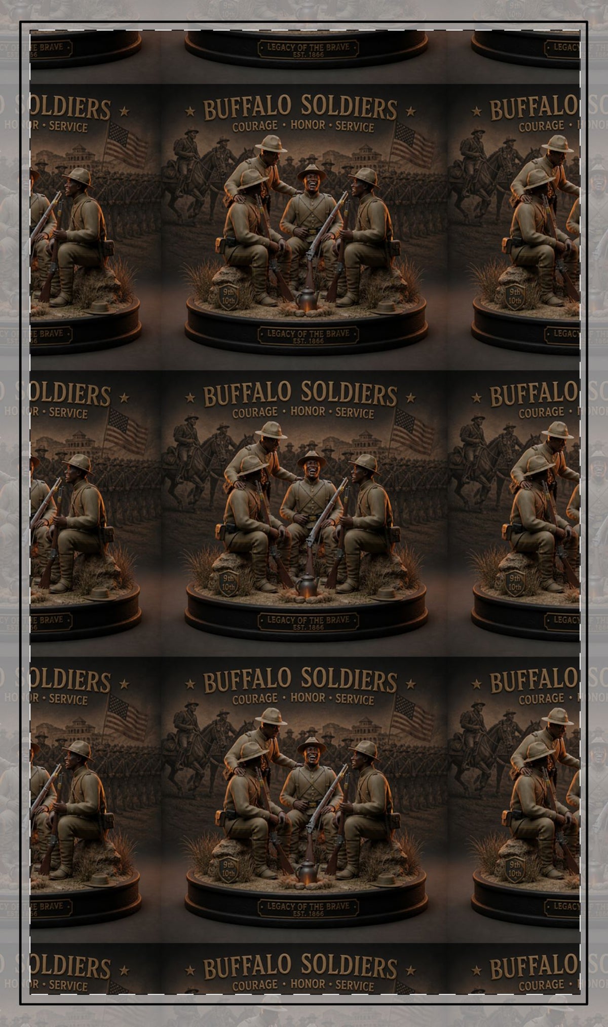 Buffalo Soldiers Stitched Edge Desk Mat — Courage • Honor • Service Mousepad