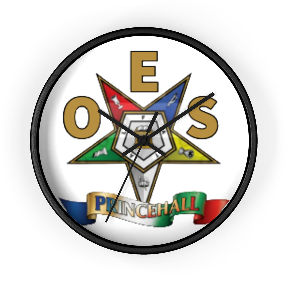 Prince Hall OES Star Wall Clock — Eastern Star Masonic Lodge Emblem Clock