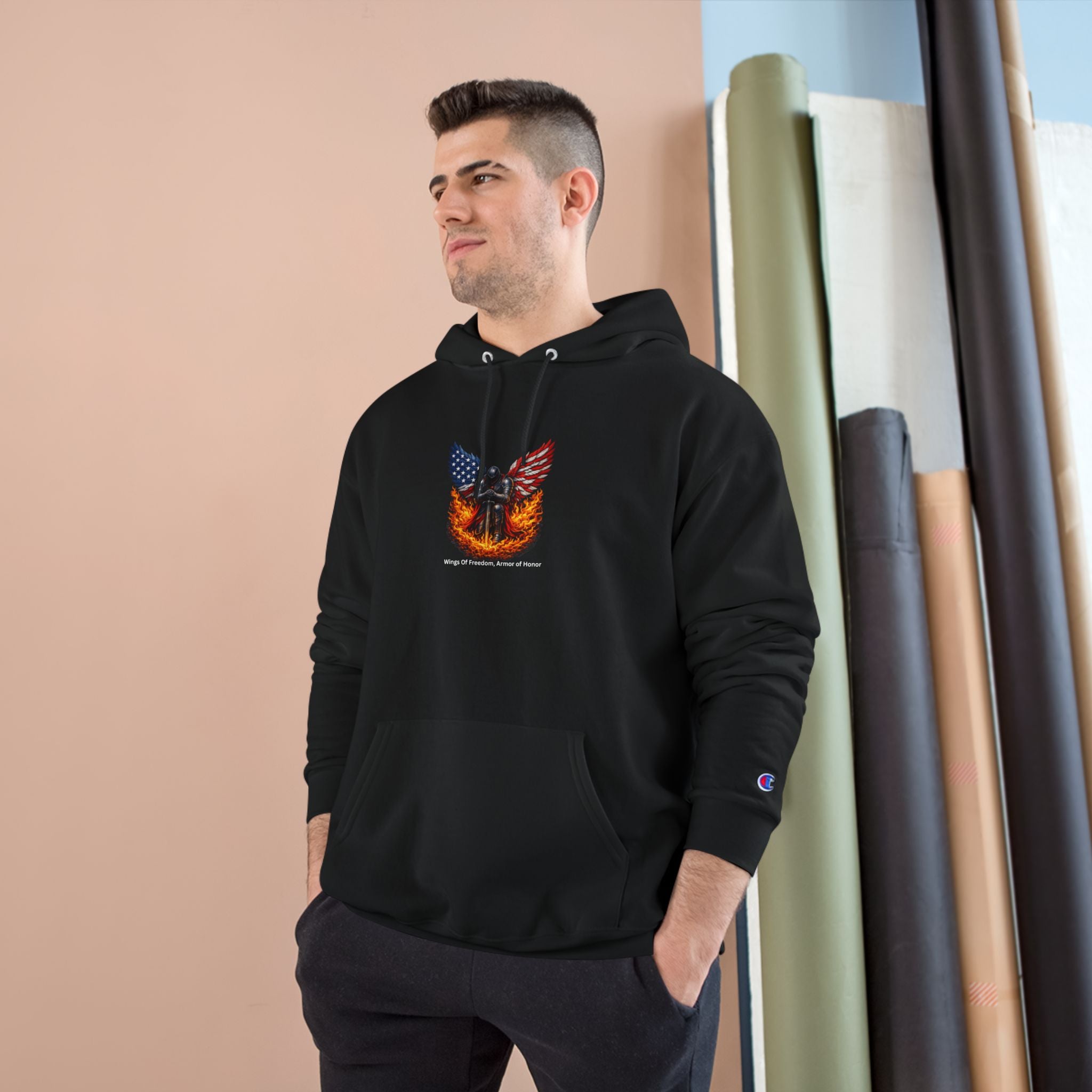 Patriotic Eagle & Shield Hoodie — Freedom Honor Graphic