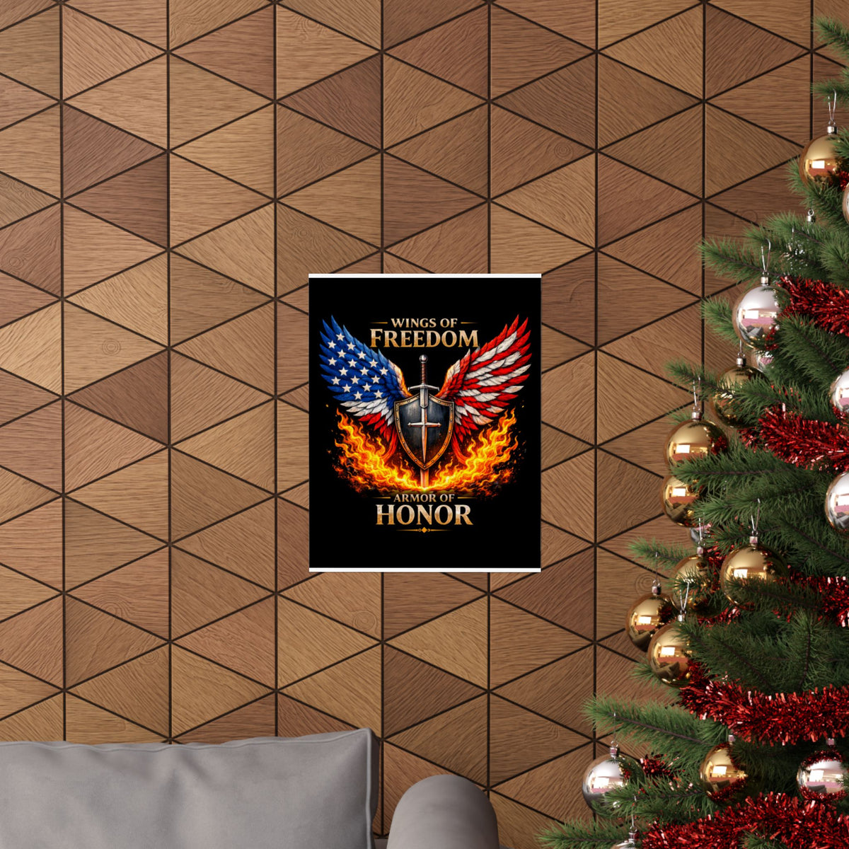 Patriotic Wings of Freedom Matte Poster — "Wings of Freedom, Armor of Honor"