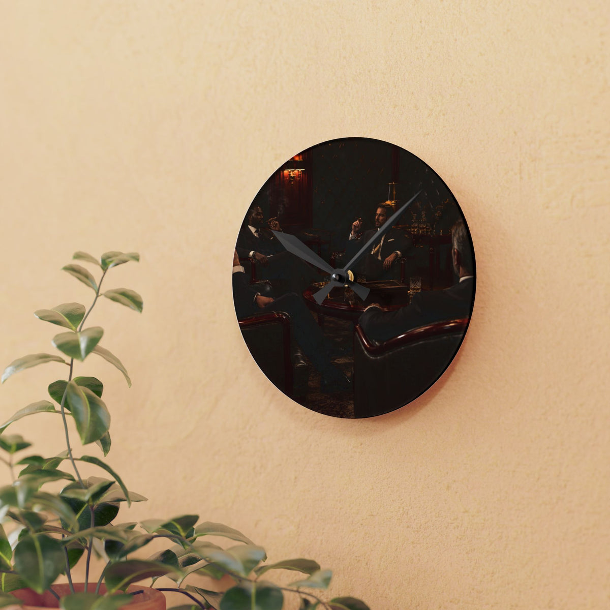 Vintage Taste Of Class Lounge Acrylic Wall Clock — Gentlemen Smoking Room Decor