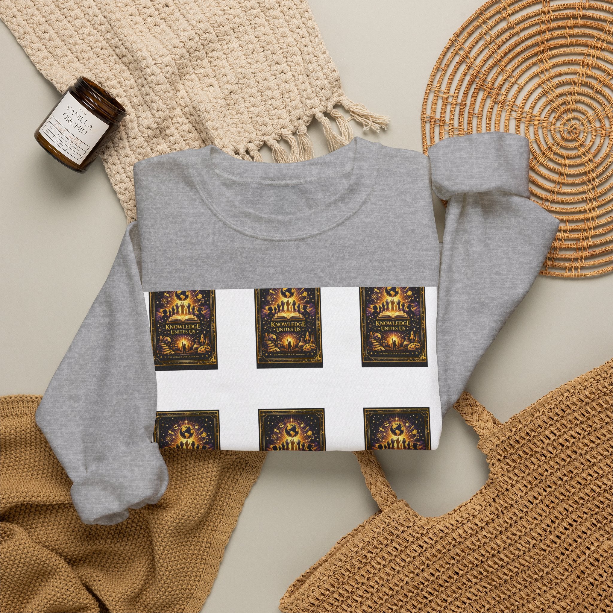 Crewneck Sweatshirt — Vintage Candles Grid Graphic