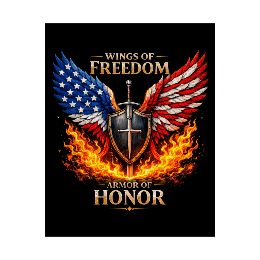 Patriotic Wings of Freedom Matte Poster — "Wings of Freedom, Armor of Honor"