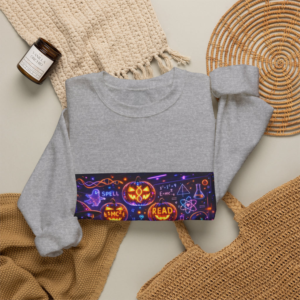 Halloween Night Crewneck Sweatshirt — Pumpkin, Spells & Trick-or-Treat Design