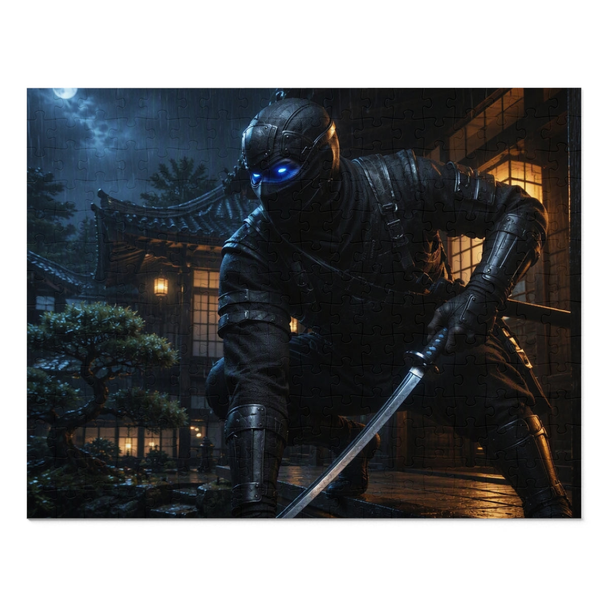 Ninja Night 500-Piece Jigsaw Puzzle with Tin — Stealth Samurai Sword Scene