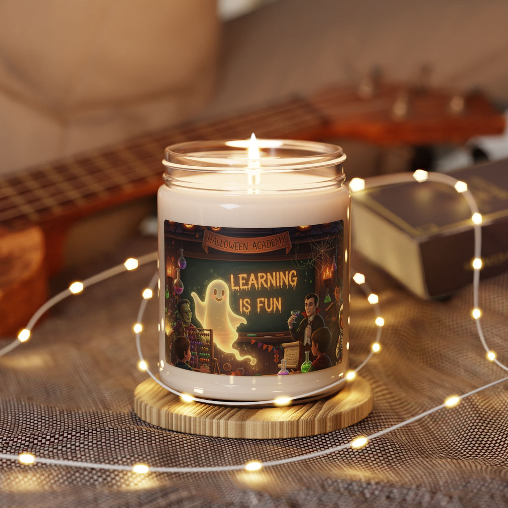 Scented Soy Candle — "Learning Is Fun" Spooky Classroom Design (9 oz)