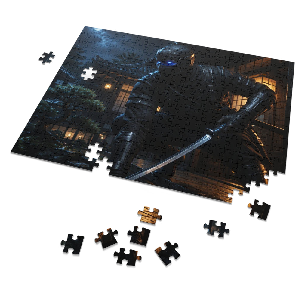 Ninja Night 500-Piece Jigsaw Puzzle with Tin — Stealth Samurai Sword Scene