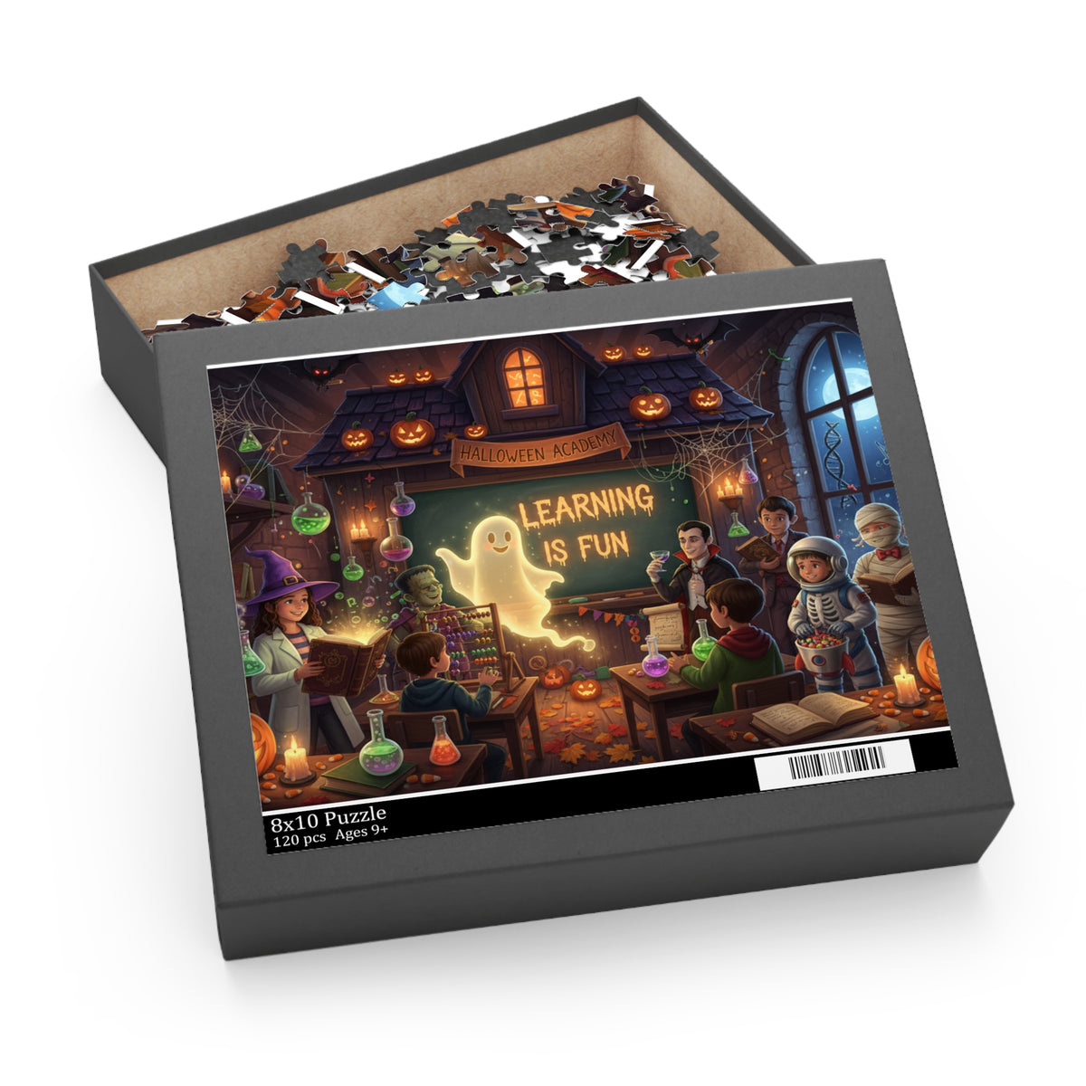 Halloween Classroom Puzzle — “Learning Is Fun” 120/252/500-Piece Jigsaw