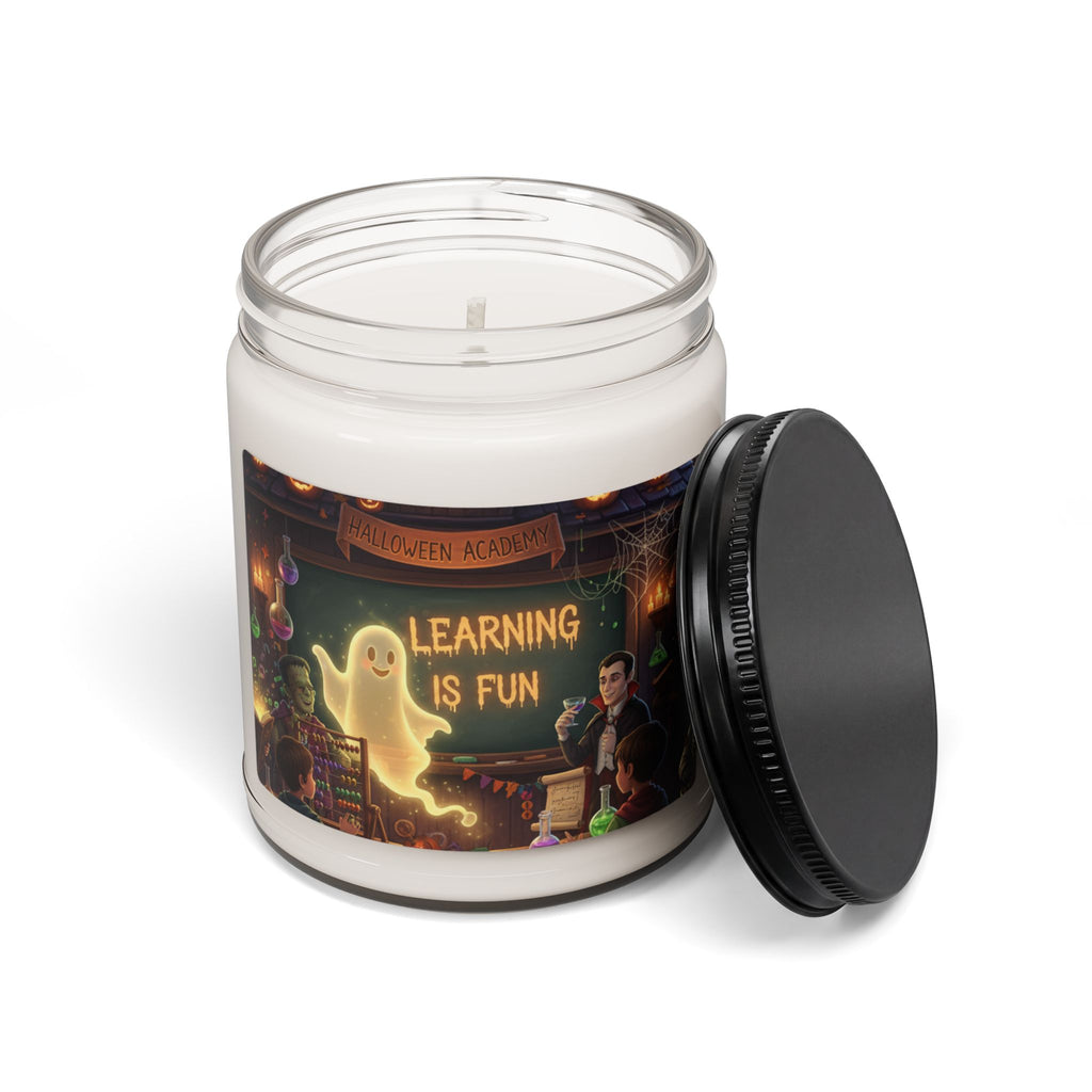 Scented Soy Candle — "Learning Is Fun" Spooky Classroom Design (9 oz)