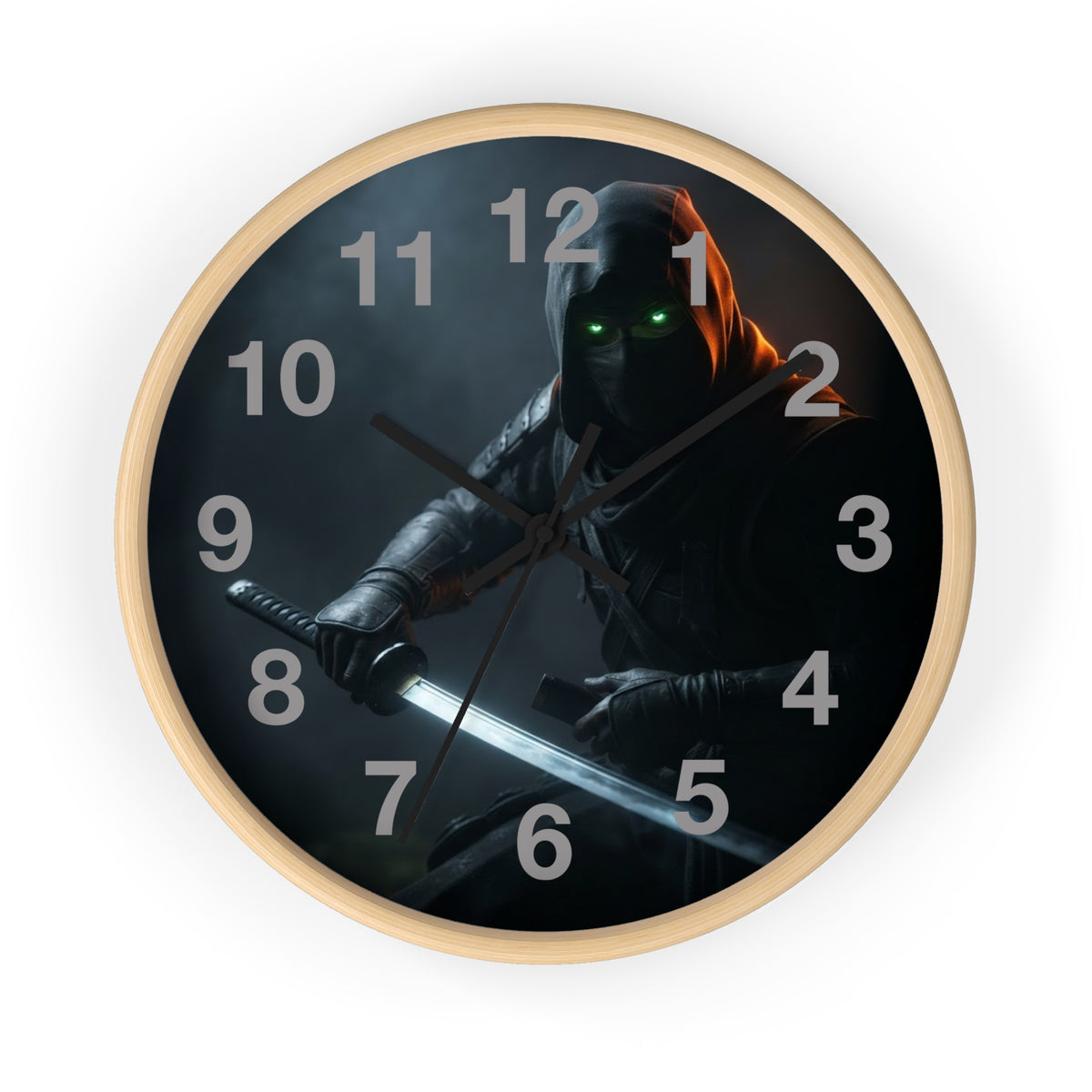 Assassin Nightblade Wall Clock — Dark Rogue with Glowing Eyes Decorative Clock