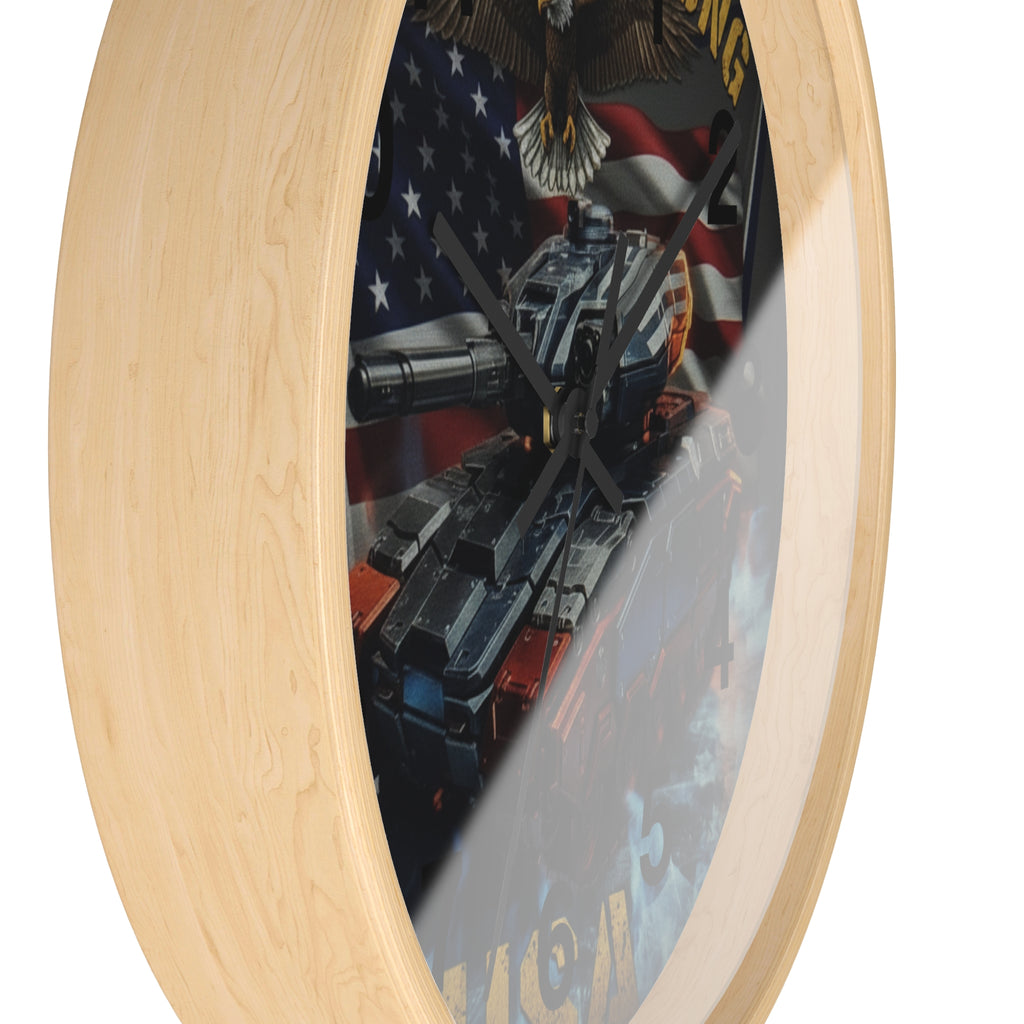 American Strong USA Tank Wall Clock — Patriotic Military Home Decor