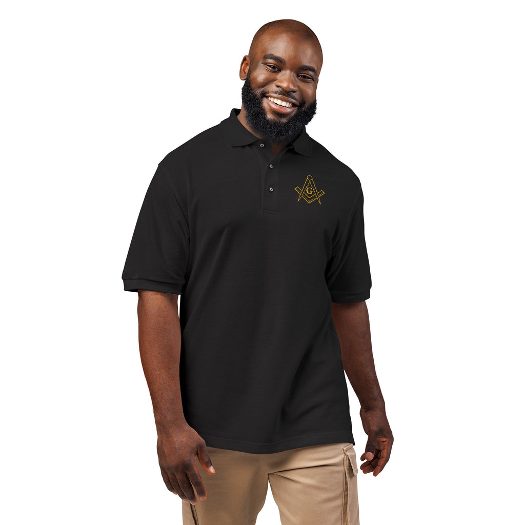 Masonic-Embroidered Gold Fleur-de-Lis Polo Shirt
