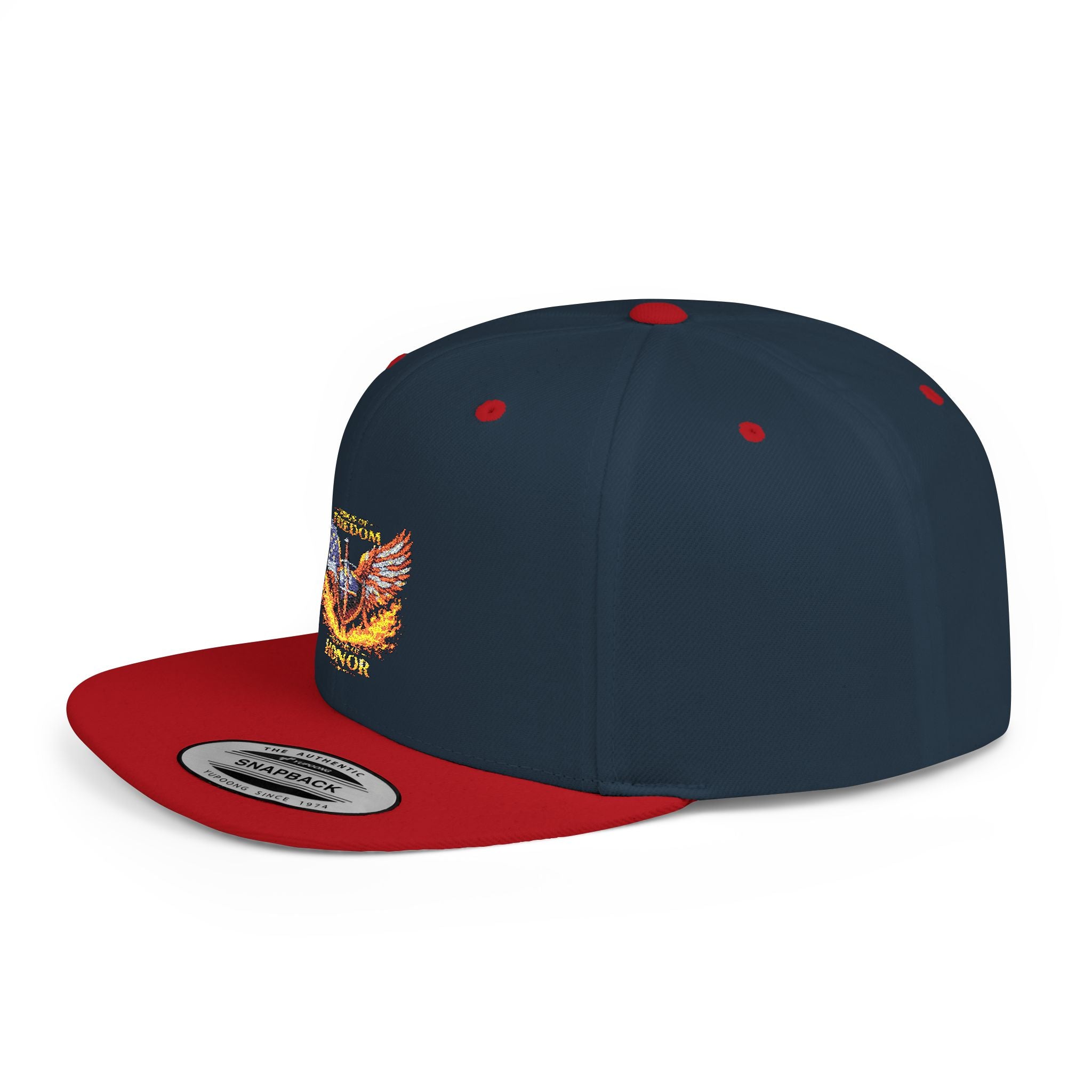 Snapback Hat — American Eagle Flames "Freedom Honor" Embroidered