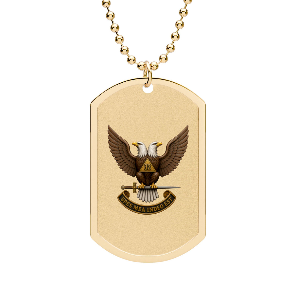 Eagle Emblem Dog Tag Necklace — Military Style Pendant with Ball Chain